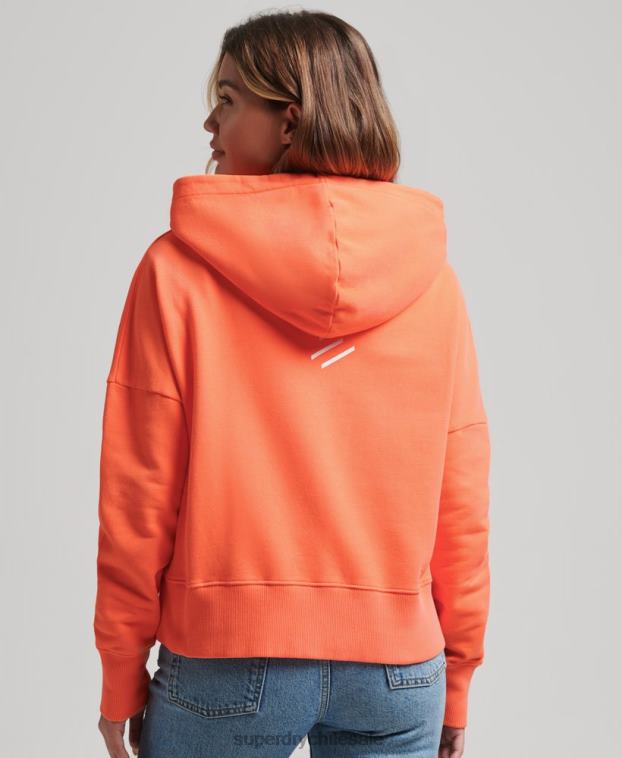 mujer Superdry rosa sudadera con capucha Code Core Sport Crop Box 2R68Z5937