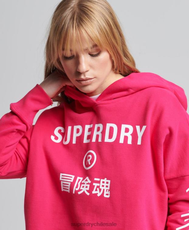mujer Superdry rosa sudadera con capucha Code Core Sport Crop Box 2R68Z6098