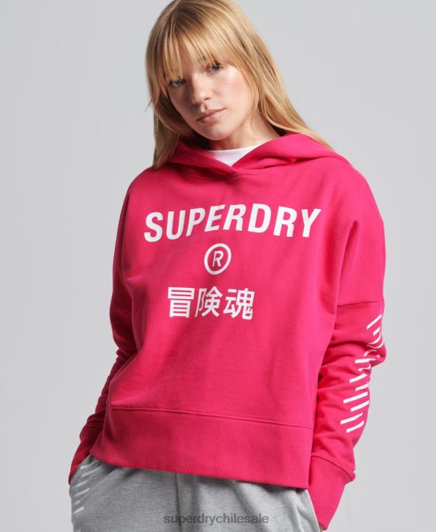 mujer Superdry rosa sudadera con capucha Code Core Sport Crop Box 2R68Z6098