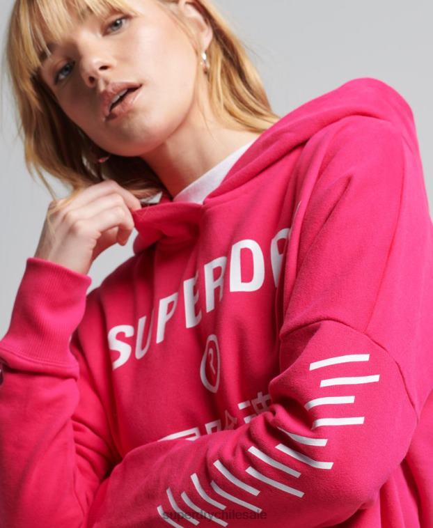 mujer Superdry rosa sudadera con capucha Code Core Sport Crop Box 2R68Z6098