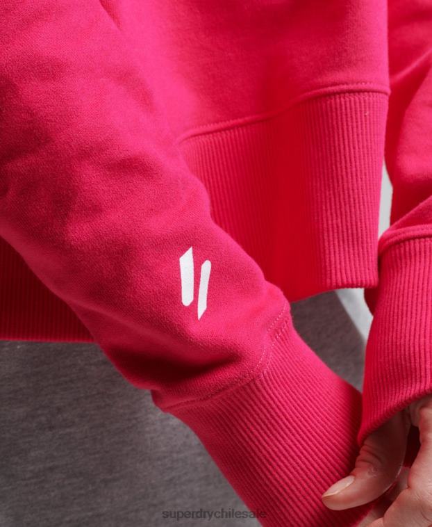 mujer Superdry rosa sudadera con capucha Code Core Sport Crop Box 2R68Z6098