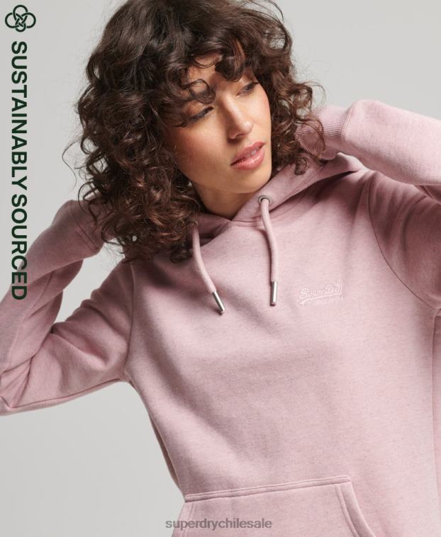 mujer Superdry rosa sudadera con capucha de algodón orgánico con logo vintage bordado 2R68Z5876