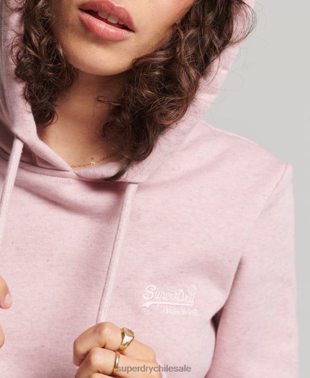 mujer Superdry rosa sudadera con capucha de algodón orgánico con logo vintage bordado 2R68Z5876