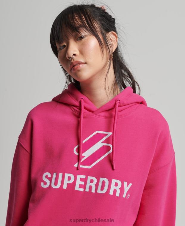mujer Superdry rosa sudadera con capucha extragrande con aplique de código apilado 2R68Z3432