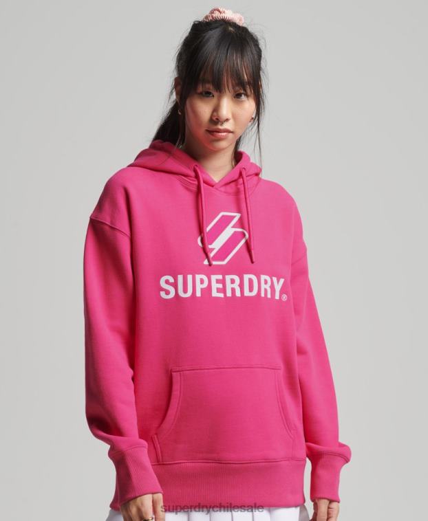 mujer Superdry rosa sudadera con capucha extragrande con aplique de código apilado 2R68Z3432
