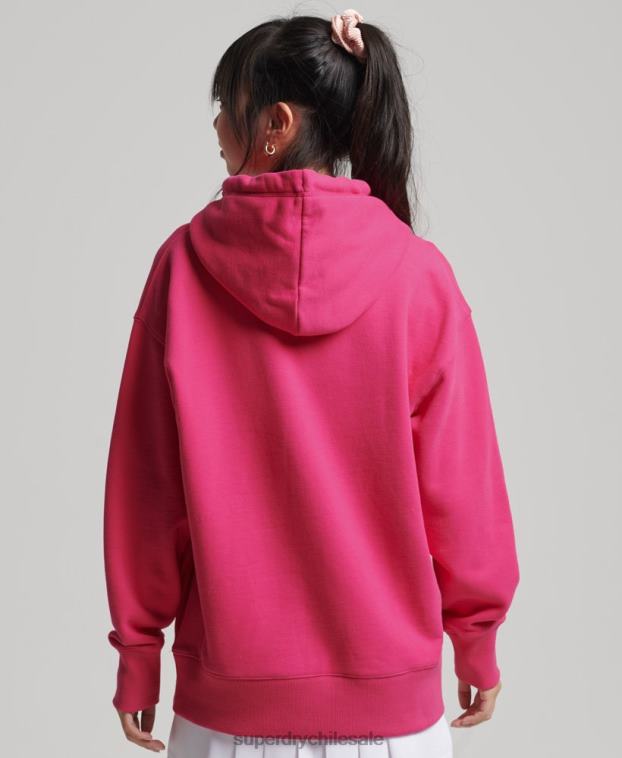 mujer Superdry rosa sudadera con capucha extragrande con aplique de código apilado 2R68Z3432