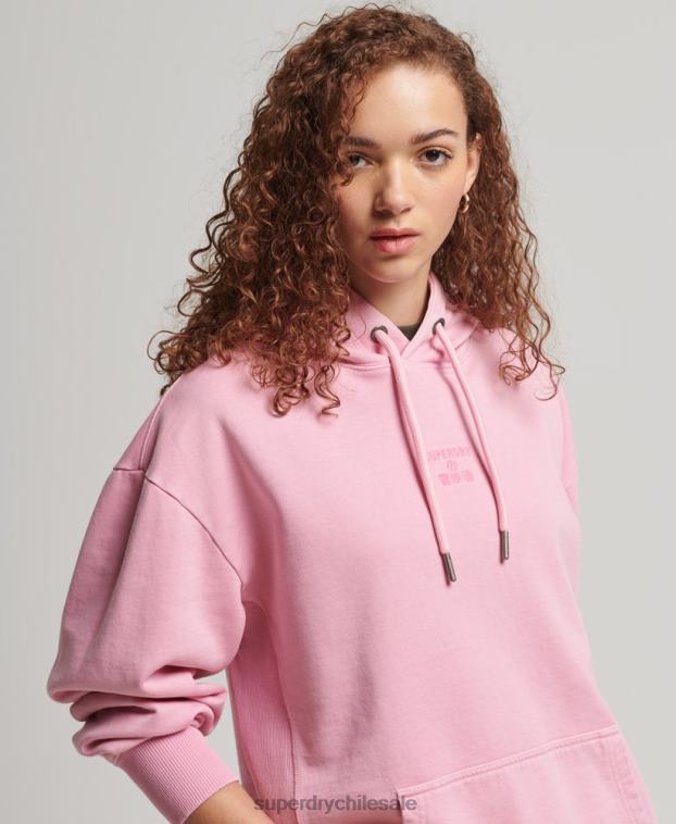 mujer Superdry rosa sudadera con capucha extragrande teñida con logo de código 2R68Z3450