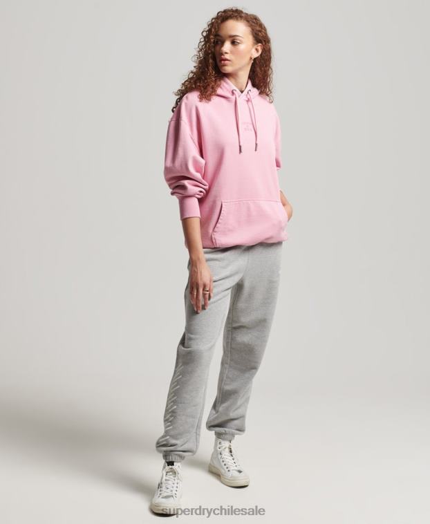 mujer Superdry rosa sudadera con capucha extragrande teñida con logo de código 2R68Z3450