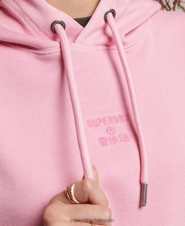 mujer Superdry rosa sudadera con capucha extragrande teñida con logo de código 2R68Z3450