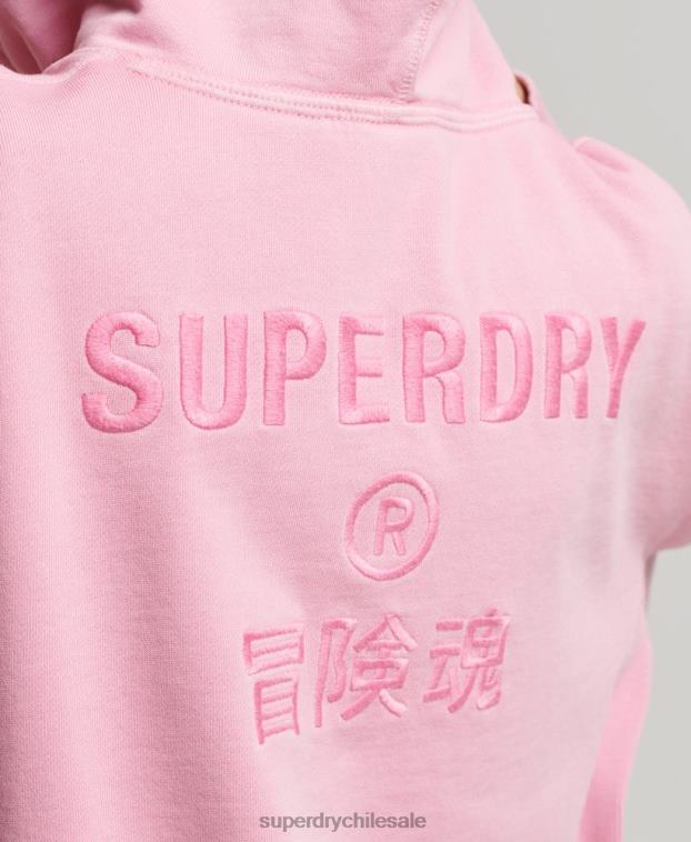 mujer Superdry rosa sudadera con capucha extragrande teñida con logo de código 2R68Z3450
