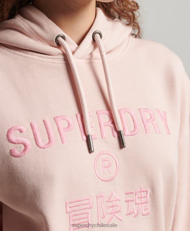 mujer Superdry rosa sudadera con capucha extragrande teñida con logo de código 2R68Z5775