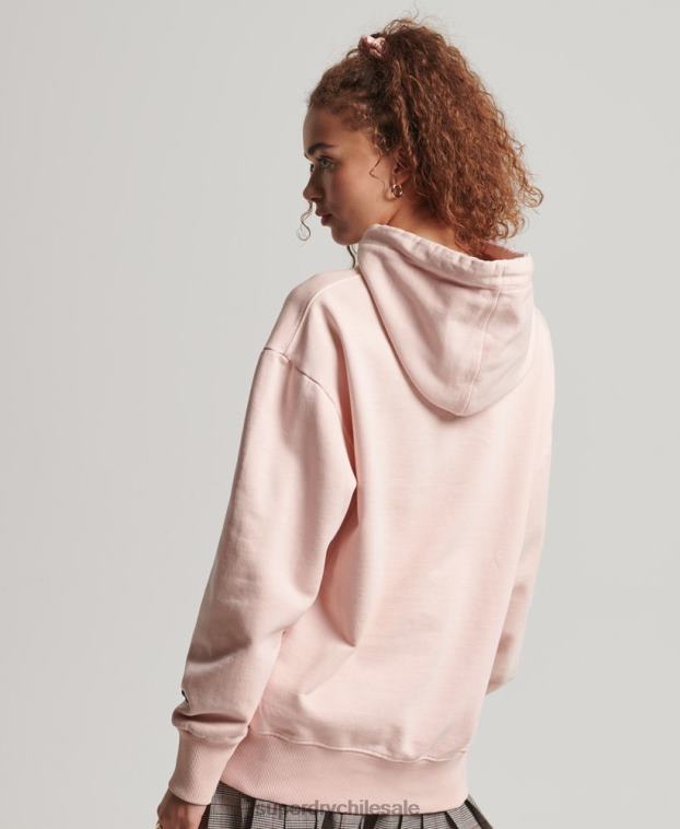 mujer Superdry rosa sudadera con capucha extragrande teñida con logo de código 2R68Z5775