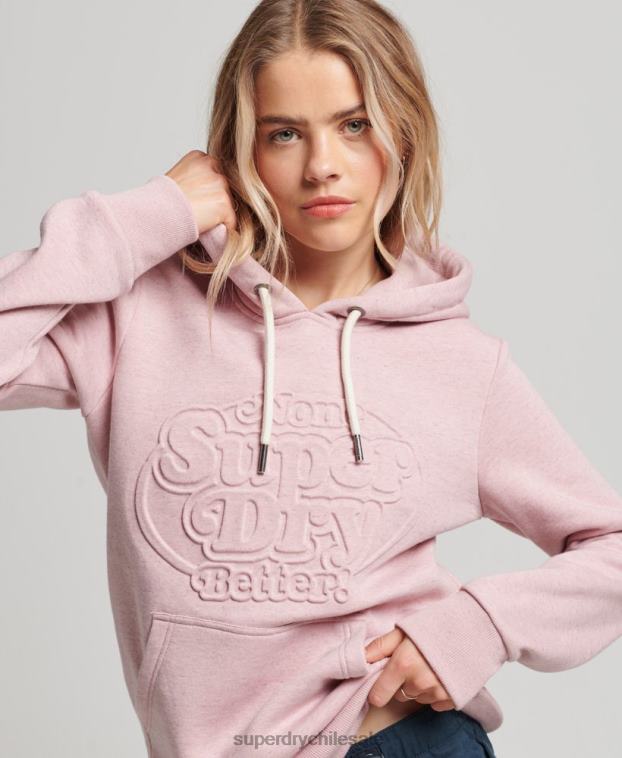 mujer Superdry rosa sudadera con capucha vintage cooper en relieve 2R68Z2323