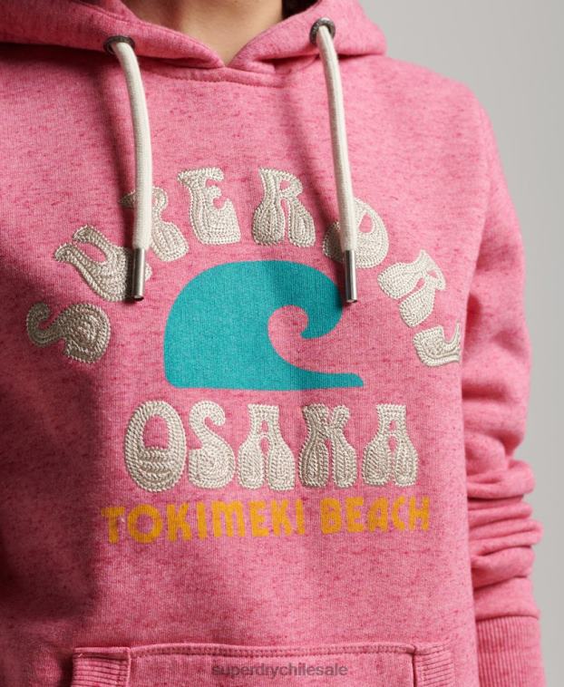 mujer Superdry rosa sudadera con capucha vintage genial al aire libre 2R68Z2257