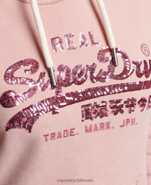 mujer Superdry rosa sudadera con capucha y detalles 2R68Z3314