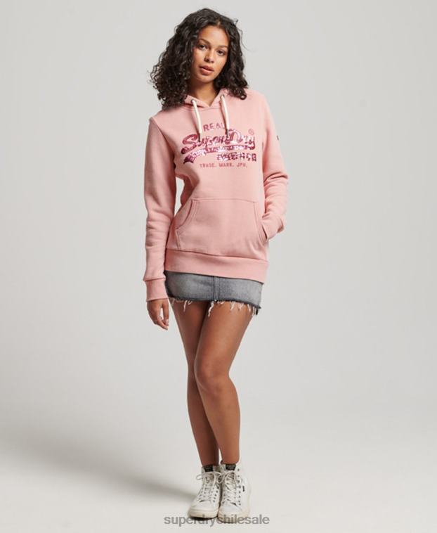 mujer Superdry rosa sudadera con capucha y detalles 2R68Z3314