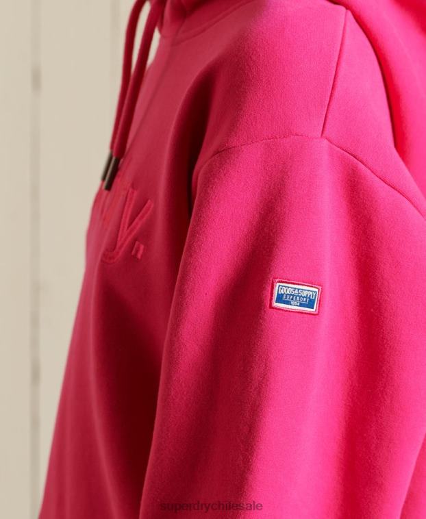 mujer Superdry rosa sudadera con capucha y logo central 2R68Z5994