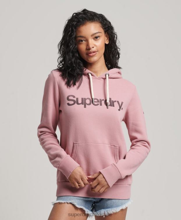 mujer Superdry rosa sudadera con capucha y logo de algodón orgánico 2R68Z5967