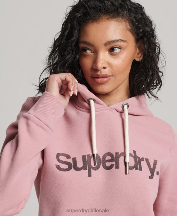 mujer Superdry rosa sudadera con capucha y logo de algodón orgánico 2R68Z5967