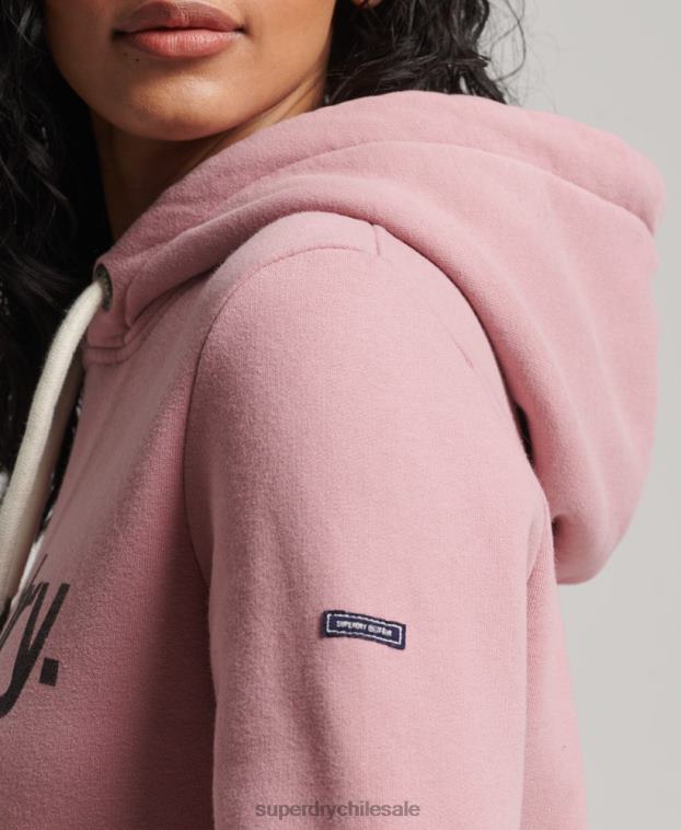 mujer Superdry rosa sudadera con capucha y logo de algodón orgánico 2R68Z5967