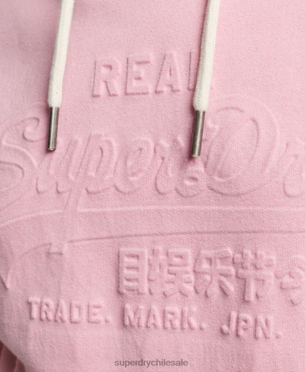 mujer Superdry rosa sudadera con capucha y logo gráfico en relieve 2R68Z3338