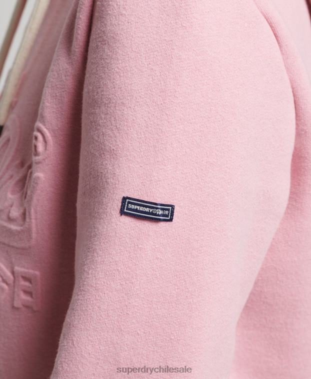 mujer Superdry rosa sudadera con capucha y logo gráfico en relieve 2R68Z3338
