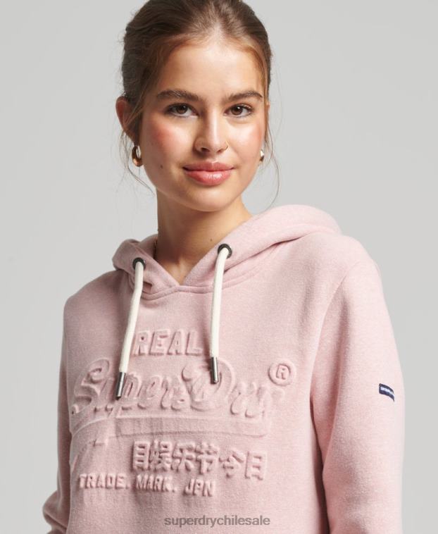 mujer Superdry rosa sudadera con capucha y logo gráfico en relieve 2R68Z6121