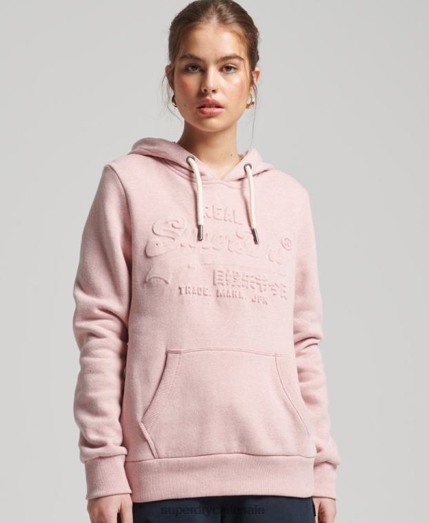 mujer Superdry rosa sudadera con capucha y logo gráfico en relieve 2R68Z6121