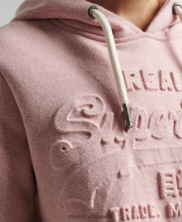 mujer Superdry rosa sudadera con capucha y logo gráfico en relieve 2R68Z6121