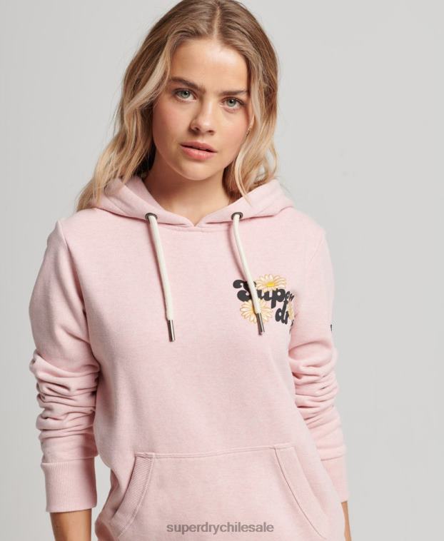 mujer Superdry rosa sudadera con capucha y motivo floral vintage 2R68Z3408