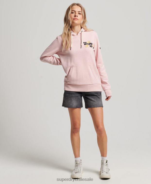 mujer Superdry rosa sudadera con capucha y motivo floral vintage 2R68Z3408