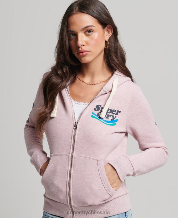 mujer Superdry rosa sudadera con cremallera vintage cooper nostálgico 2R68Z3298