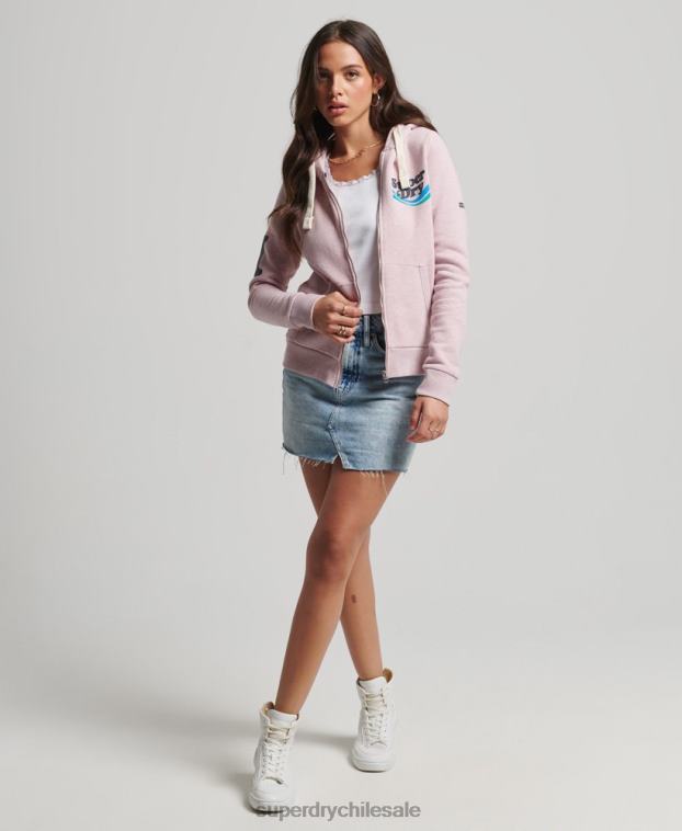 mujer Superdry rosa sudadera con cremallera vintage cooper nostálgico 2R68Z3298