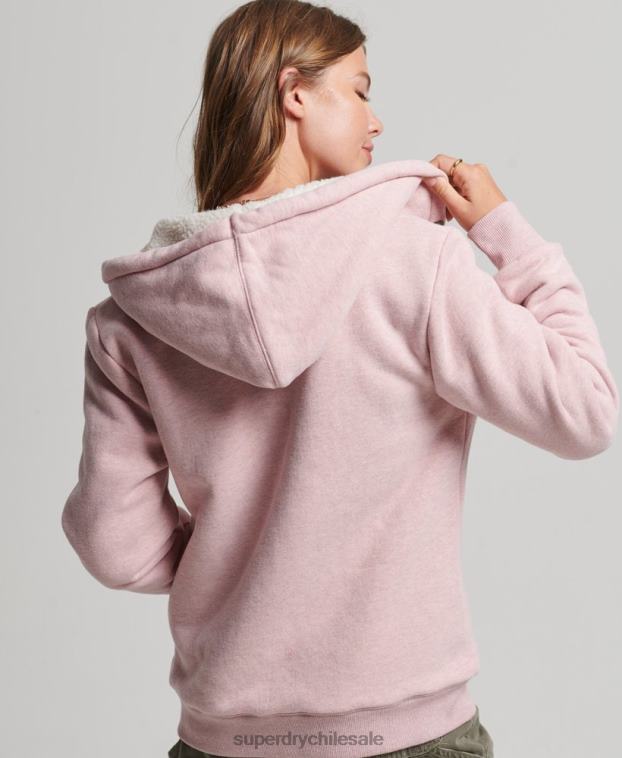 mujer Superdry rosa sudadera con cremallera y forro de borreguito esencial 2R68Z5745