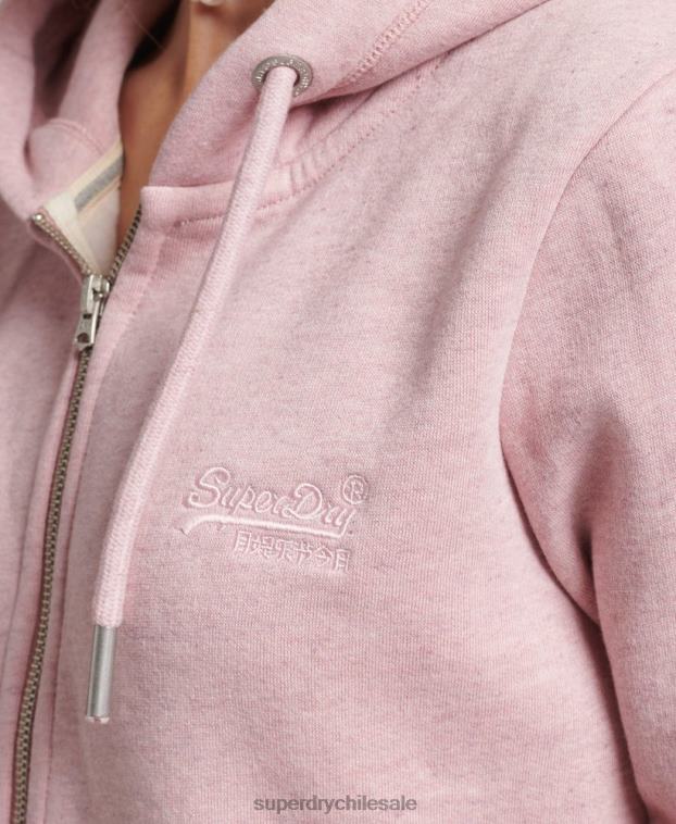mujer Superdry rosa sudadera con cremallera y logo Essential de algodón orgánico 2R68Z5900
