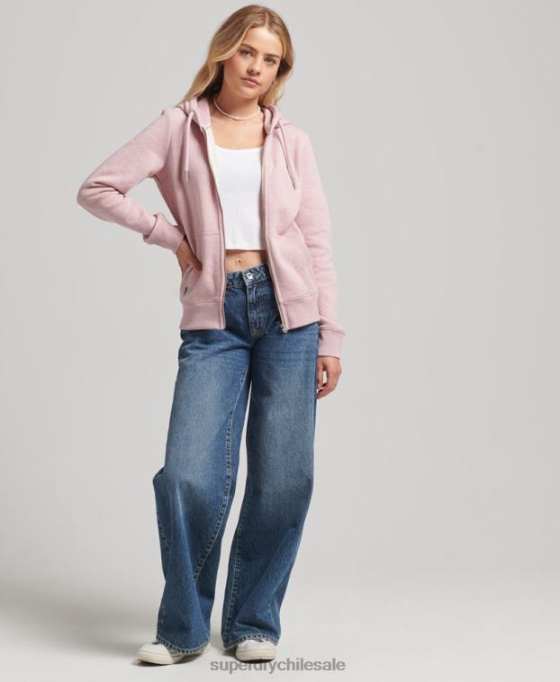 mujer Superdry rosa sudadera con cremallera y logo Essential de algodón orgánico 2R68Z5900