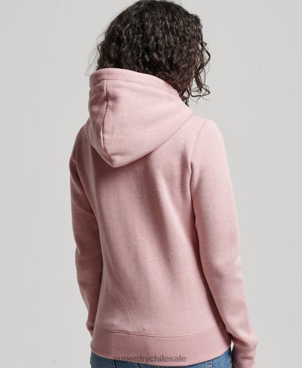 mujer Superdry rosa sudadera con cremallera y logo bordado 2R68Z3279