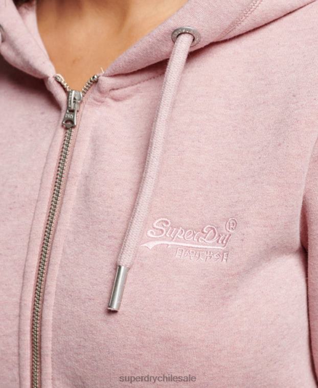 mujer Superdry rosa sudadera con cremallera y logo bordado 2R68Z3279