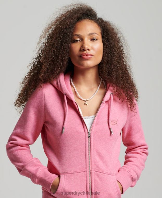 mujer Superdry rosa sudadera con cremallera y logo bordado 2R68Z3355