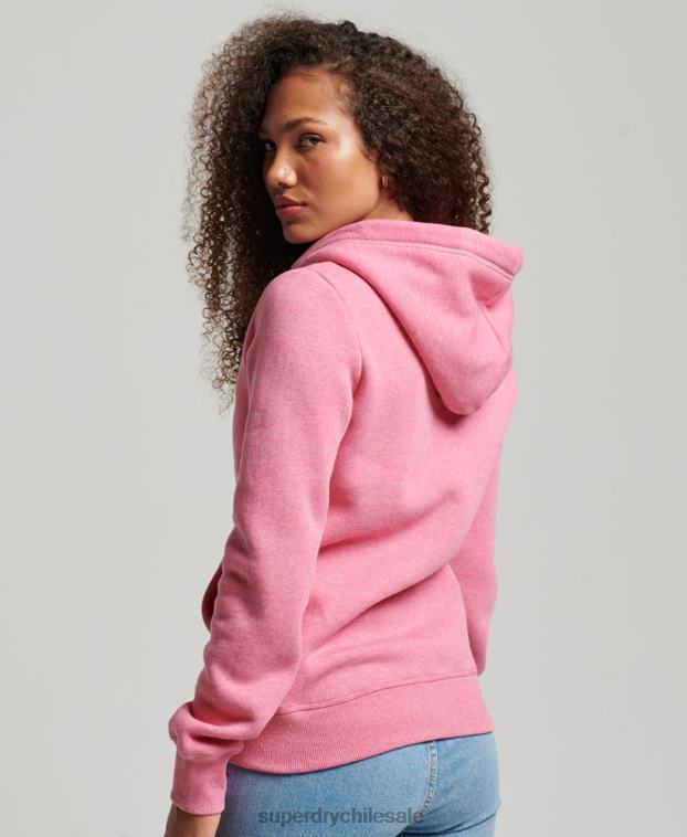 mujer Superdry rosa sudadera con cremallera y logo bordado 2R68Z3355