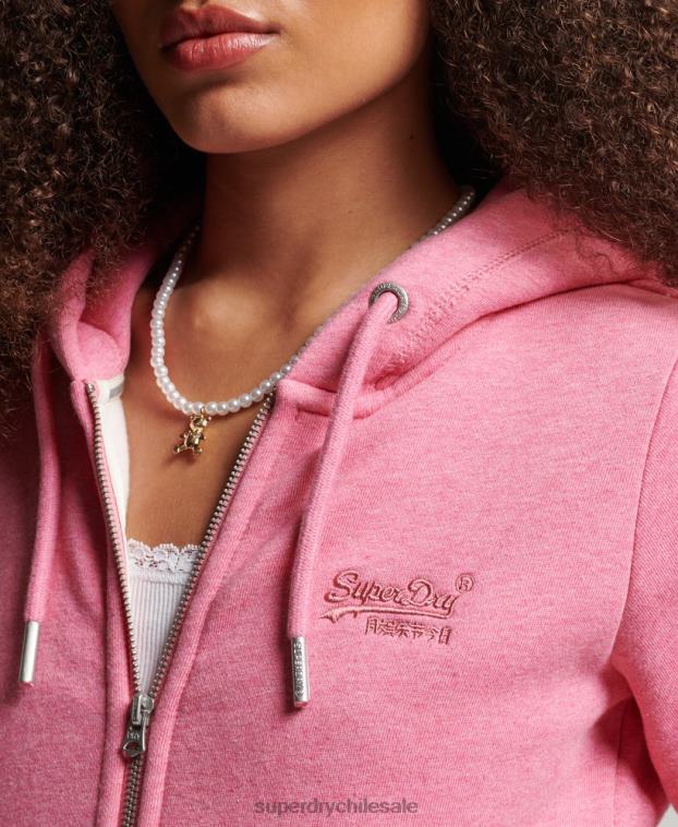 mujer Superdry rosa sudadera con cremallera y logo bordado 2R68Z3355