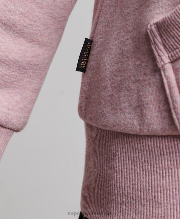 mujer Superdry rosa sudadera con cremallera y logo vintage 2R68Z2239