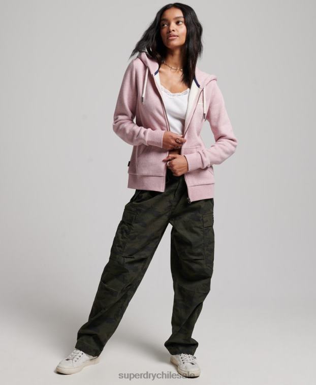 mujer Superdry rosa sudadera con cremallera y logo vintage 2R68Z2239