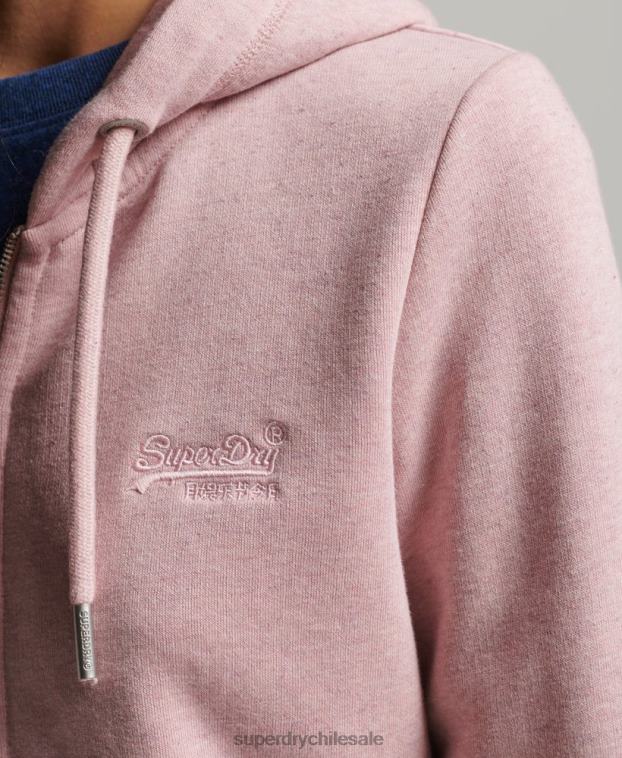 mujer Superdry rosa sudadera con cremallera y logo vintage de algodón orgánico 2R68Z5763
