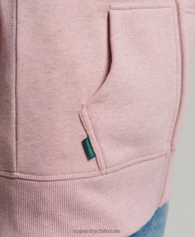 mujer Superdry rosa sudadera con cremallera y logo vintage de algodón orgánico 2R68Z5763