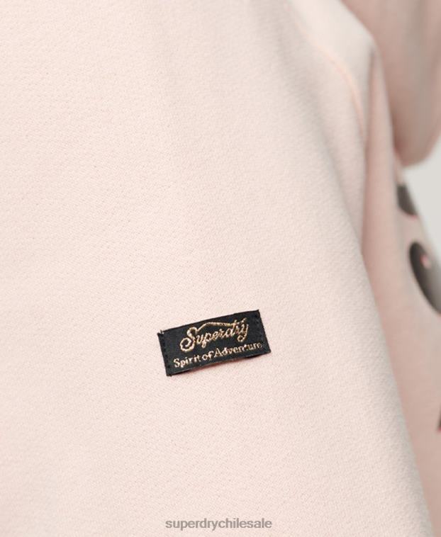 mujer Superdry rosa sudadera con cremallera y logo vintage japonés 2R68Z3287