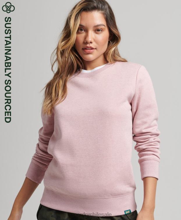 mujer Superdry rosa sudadera con cuello redondo y logo esencial de algodón orgánico 2R68Z5916