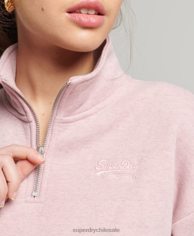 mujer Superdry rosa sudadera con cuello tunecino y logo vintage de algodón orgánico 2R68Z5886