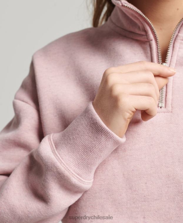 mujer Superdry rosa sudadera con cuello tunecino y logo vintage de algodón orgánico 2R68Z5886