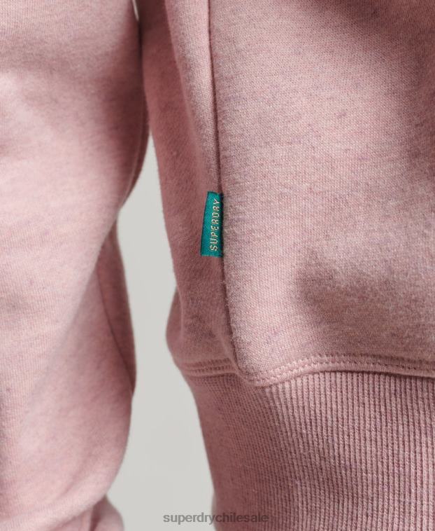 mujer Superdry rosa sudadera con cuello tunecino y logo vintage de algodón orgánico 2R68Z5886